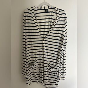 Agnes & Dora Black and White Striped Button Down Shirt